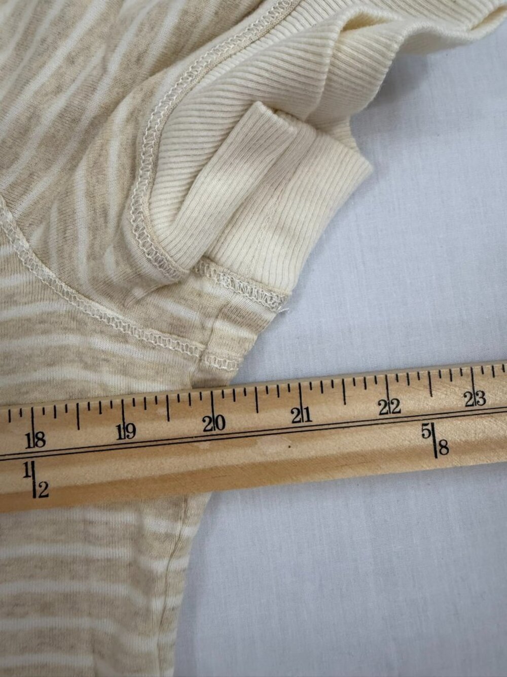Lauren Jeans Co Ralph Lauren Striped Henley Top Tan Cream Size L - Picture 7 of 8